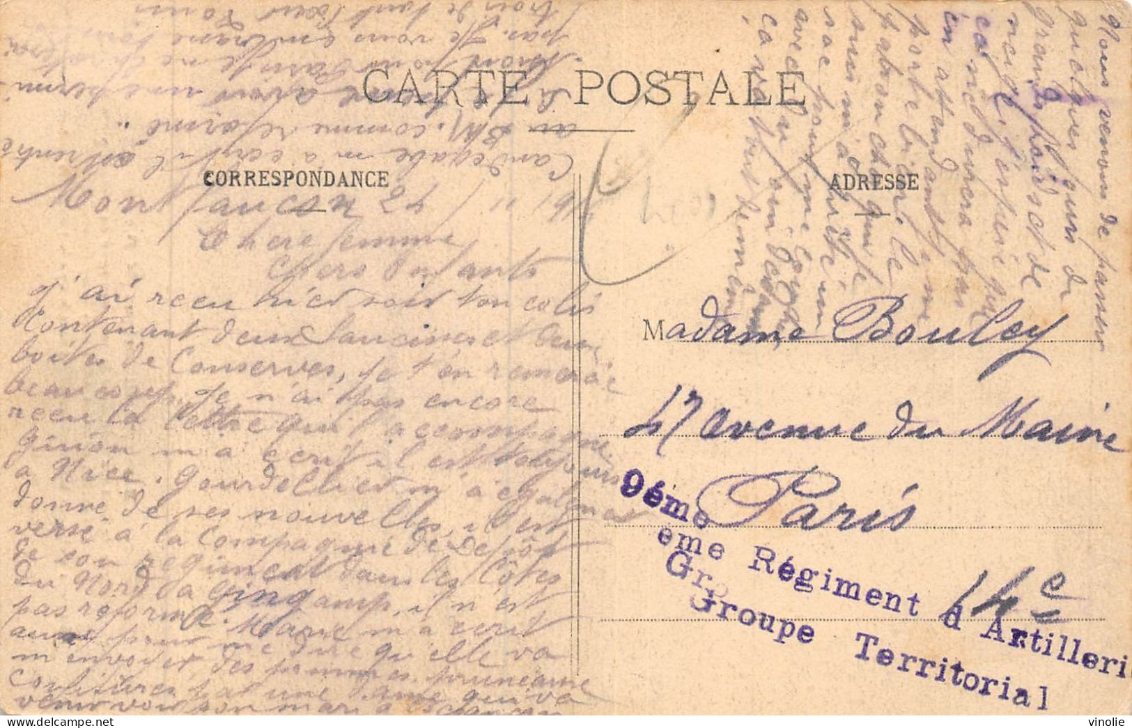 24-4009 : CACHET FRANCHISE. 9° REGIMENT  D'ARTILLERIE GROUPE TERRITORIAL CARTE DE BESANCON. DOUBS - 1. Weltkrieg 1914-1918