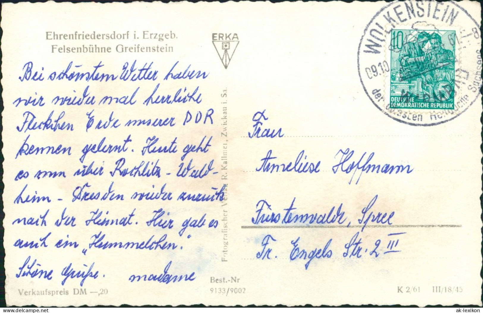 Ehrenfriedersdorf Greifensteingebiet Felsenbühne Greifenstein DDR Postkarte 1961 - Ehrenfriedersdorf