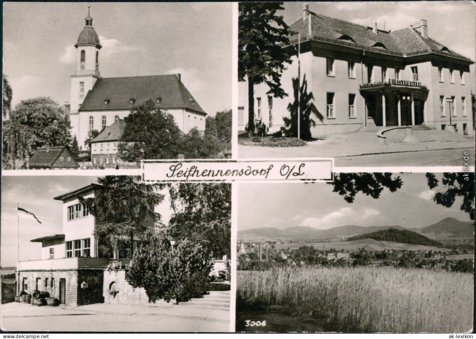 Ansichtskarte Seifhennersdorf Kirche, Theater, Gasthaus, Überblick 1961 - Seifhennersdorf