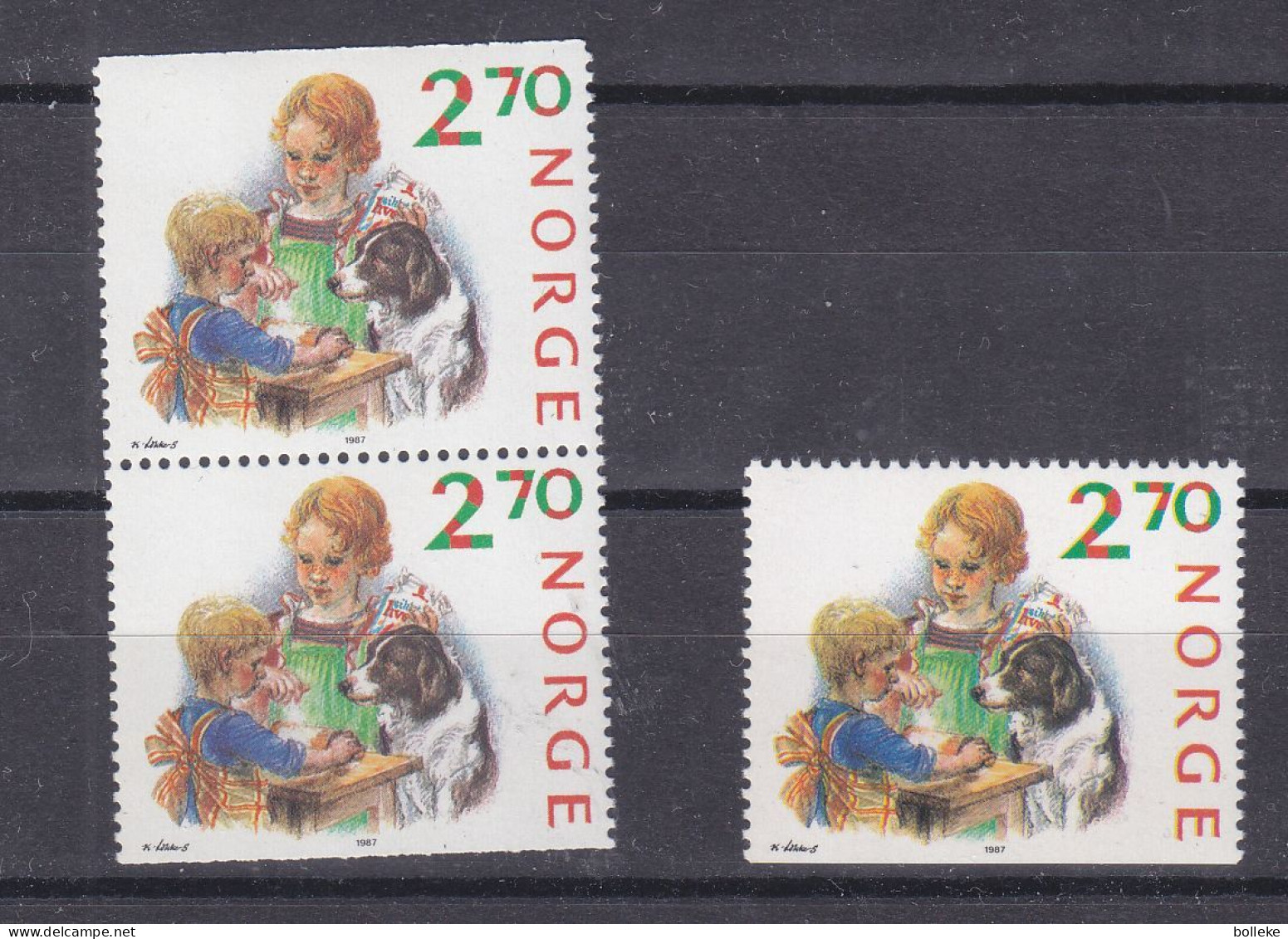 Noël 1987 - Norvège - Yvert 940 / 1 ** - Chiens - Valeur 5,50 Euros - - Unused Stamps