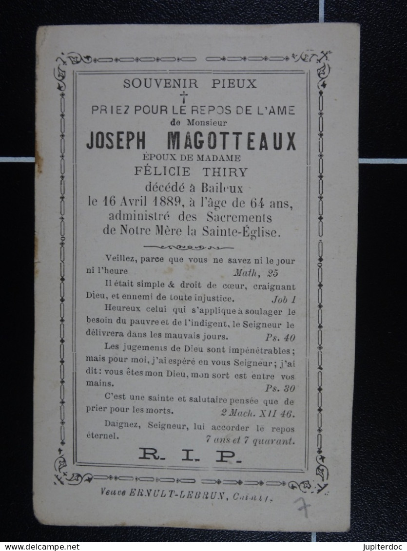 Joseph Magotteaux épx Thiry Baileux 1889 à 64 Ans  /7/ - Imágenes Religiosas