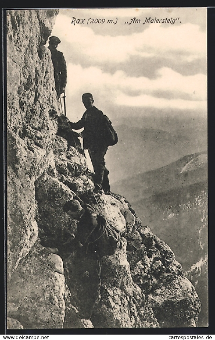 AK Rax, Bergsteiger Am Malersteig  - Alpinisme