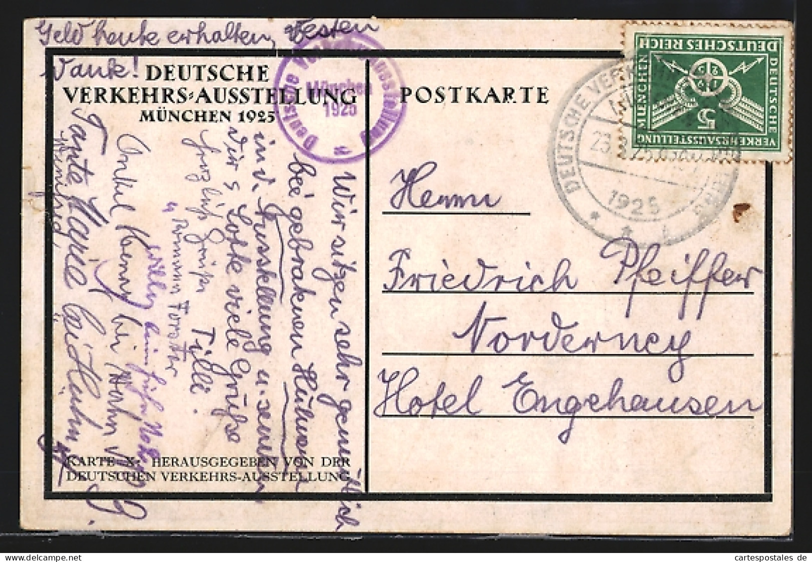 Künstler-AK München, Deutsche Verkehrs-Ausstellung 1925, Besucher Auf Der Liliputbahn  - Trains