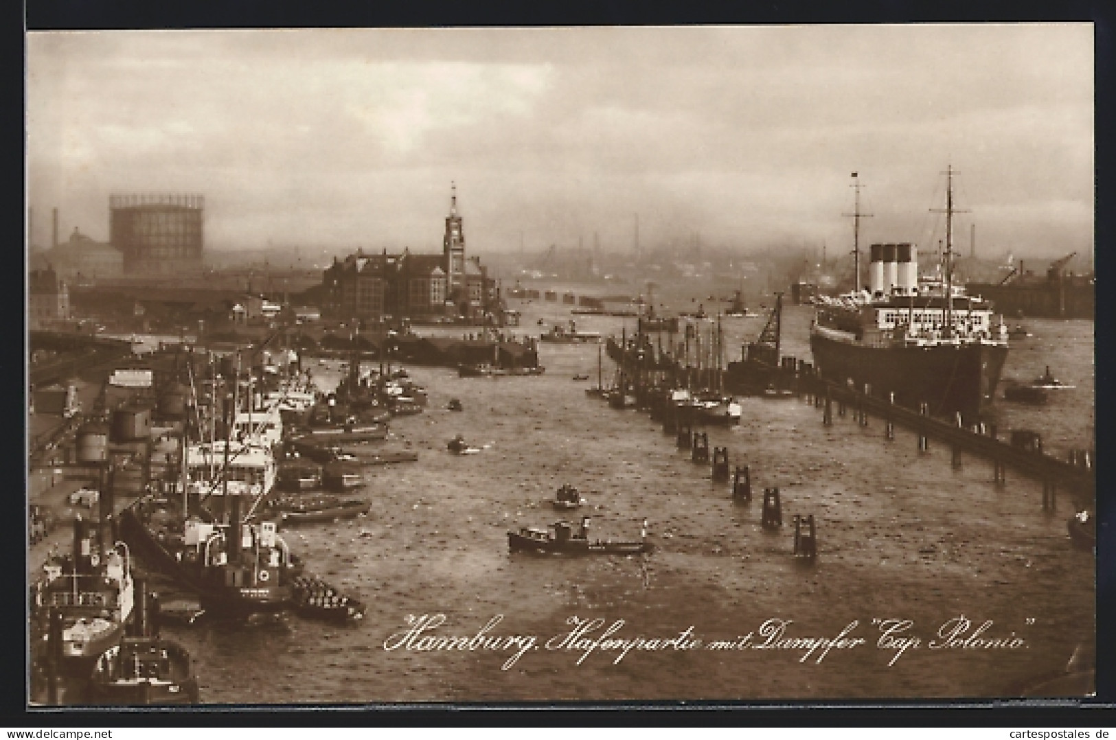 AK Hamburg, Hafenpartie Mit Dampfer Cap Polonio  - Steamers