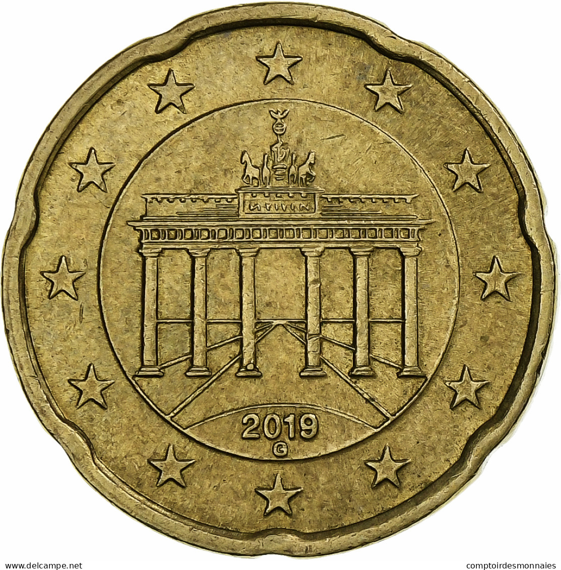 République Fédérale Allemande, 20 Euro Cent, 2019, Karlsruhe, TTB+, Laiton - Alemania