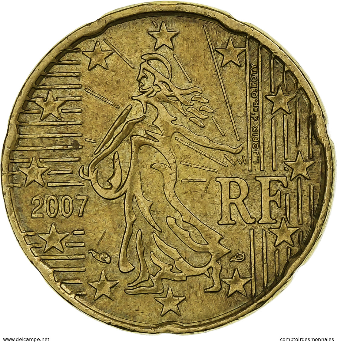 France, 20 Euro Cent, 2007, Paris, TTB, Laiton, KM:1411 - France