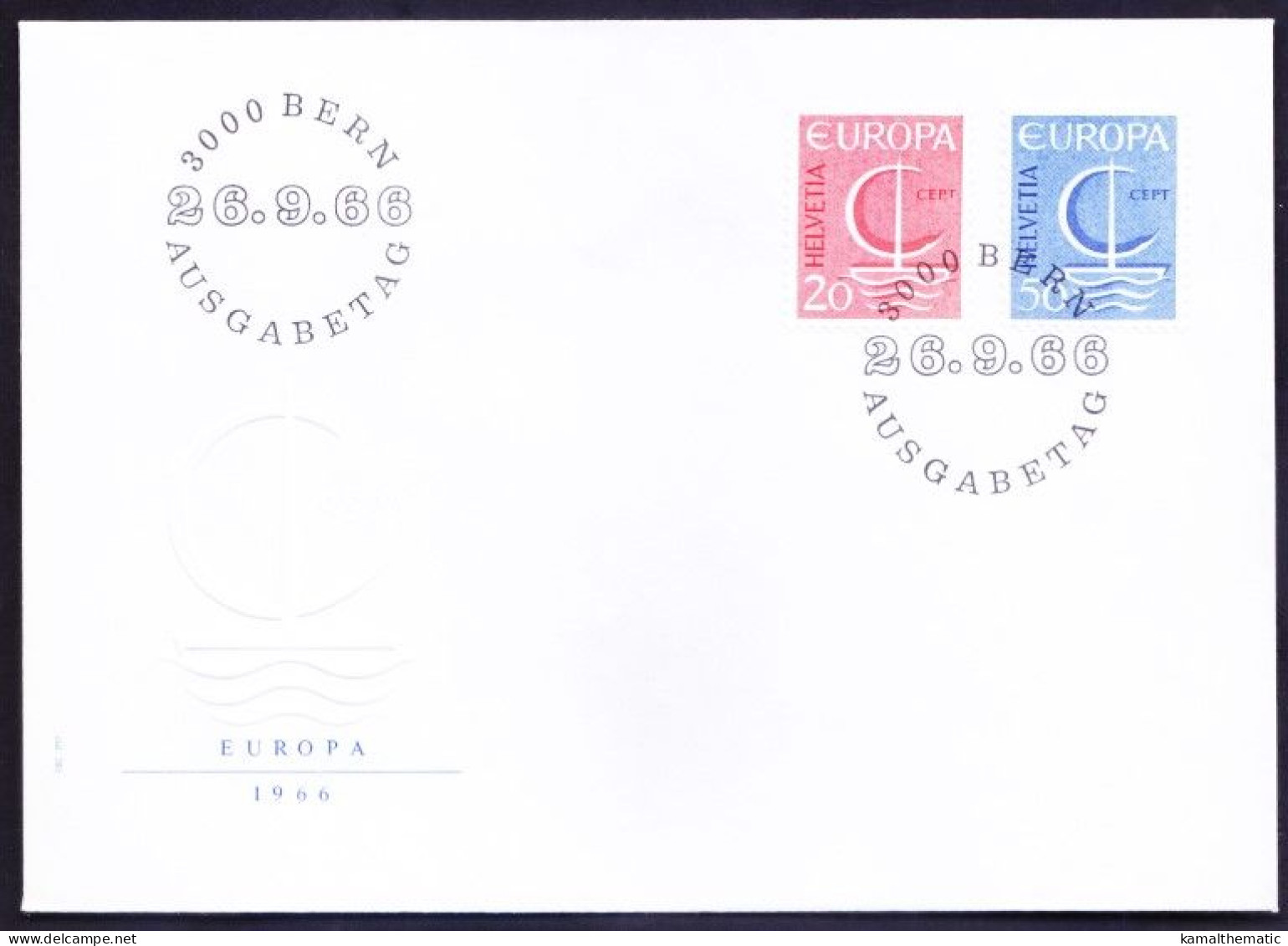 Switzerland 1966 FDC, Europa C.E.P.T. Stylised Ship & Inscription 'CEPT' - 1966
