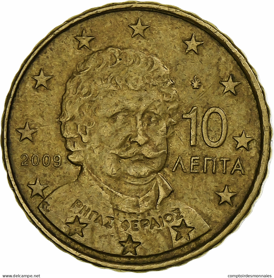 Grèce, 10 Euro Cent, 2009, Athènes, TB, Laiton, KM:211 - Grèce