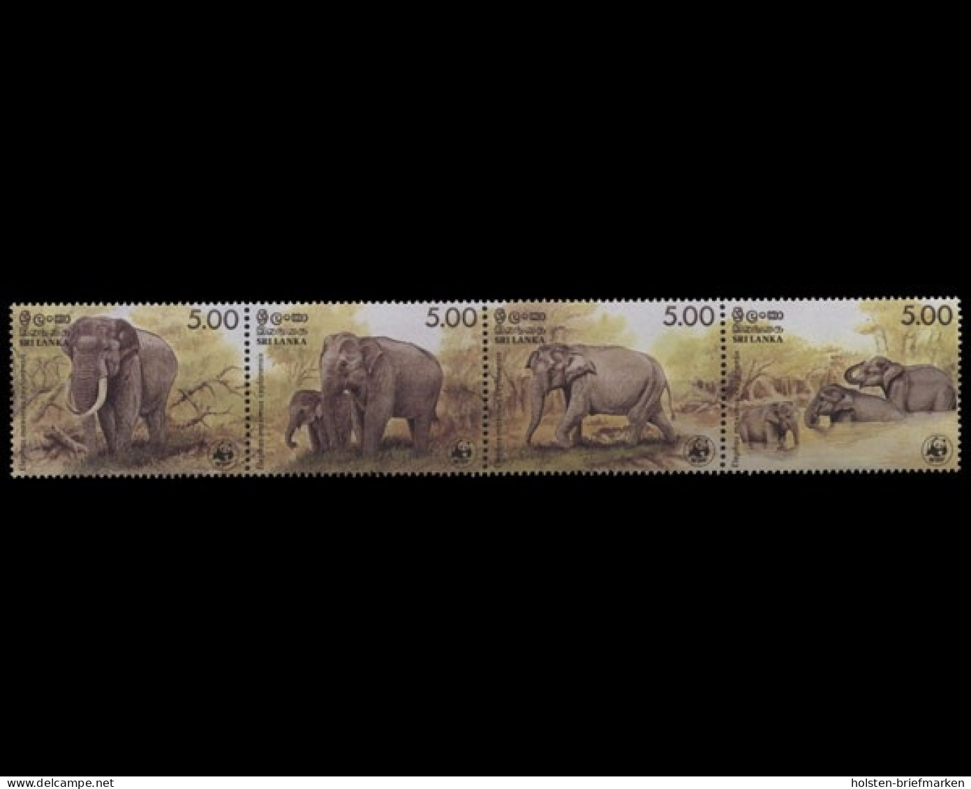 Sri Lanka, Tiere, MiNr. 753-756 Viererstreifen, Postfrisch - Sri Lanka (Ceylon) (1948-...)