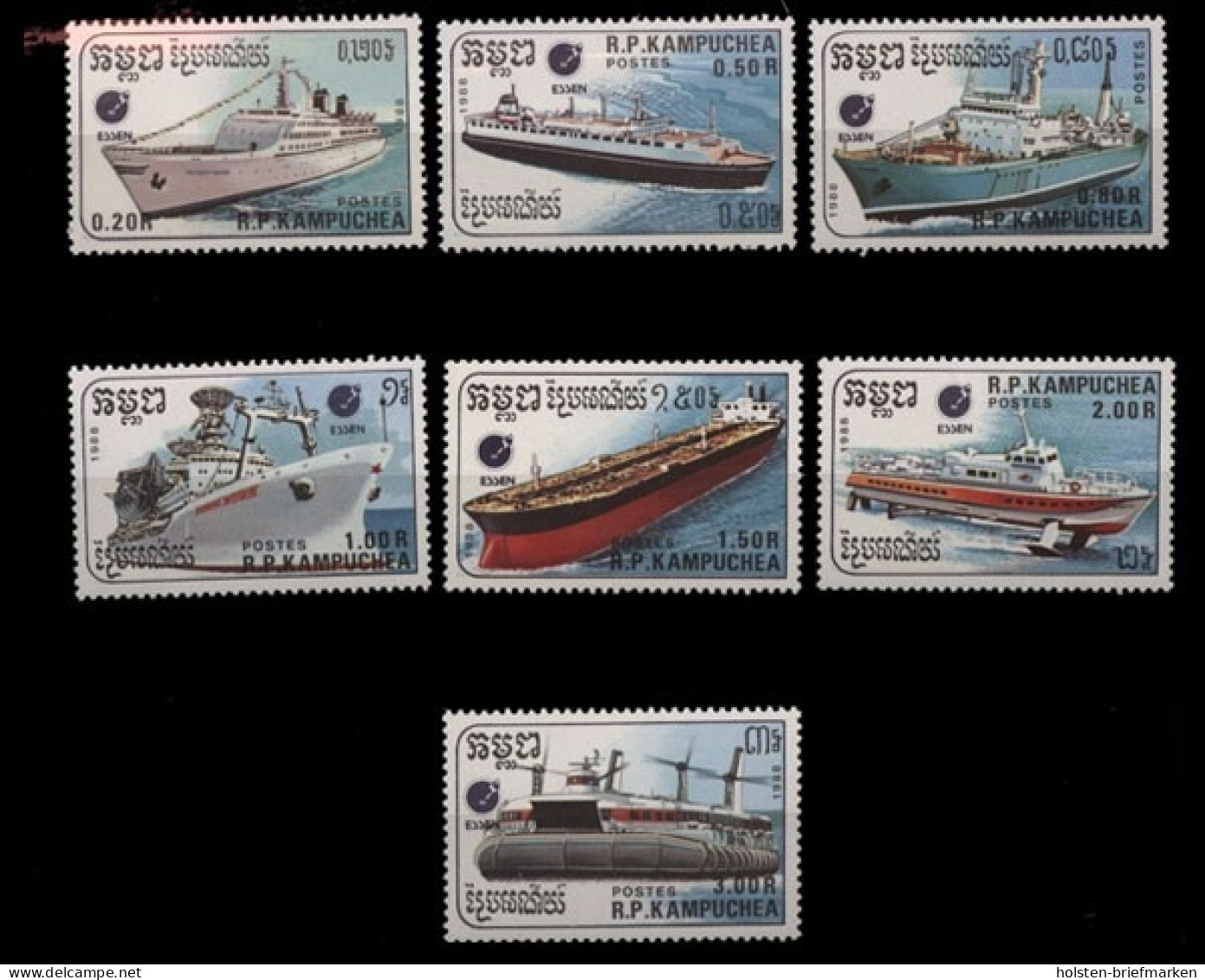 Kambodscha, Schiffe, MiNr. 938-944, Postfrisch - Kambodscha
