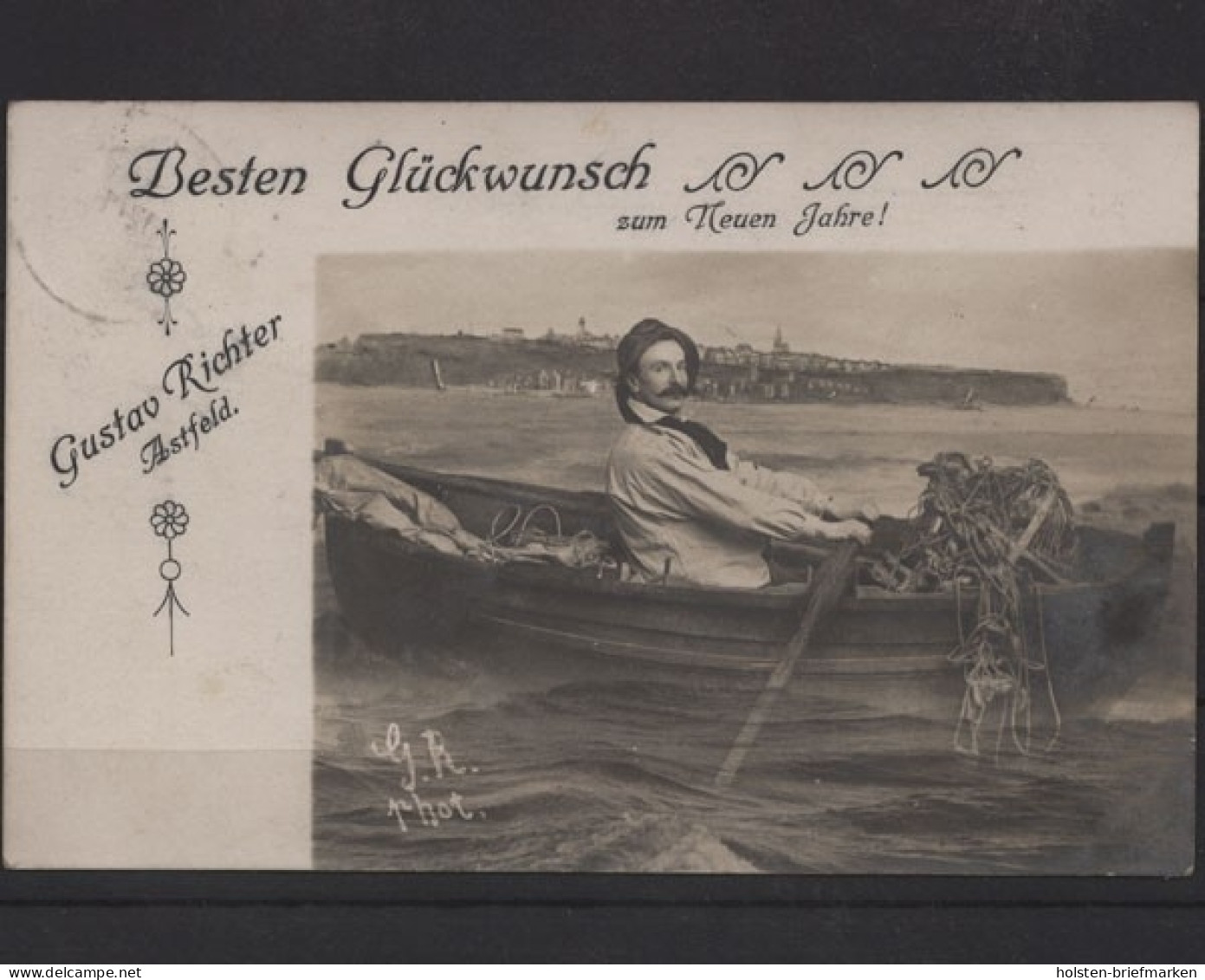 Astfeld - Mann Im Ruderboot - Neujahrswünsche 1907 - Nouvel An