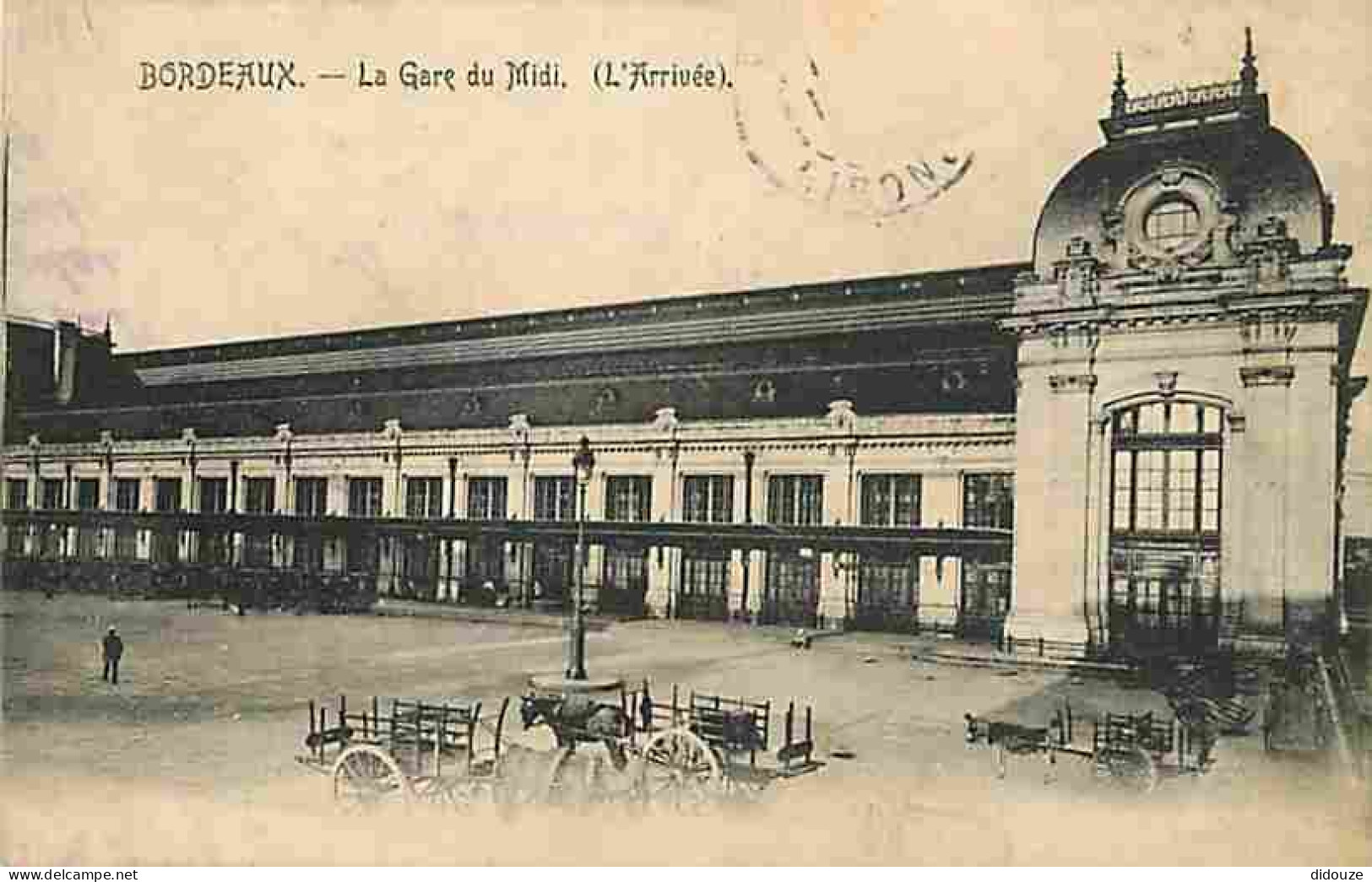 33 - Bordeaux - La Gare Du Midi - Animée - Attelage De Chevaux - Oblitération Ronde De 1906 - CPA - Voir Scans Recto-Ver - Bordeaux