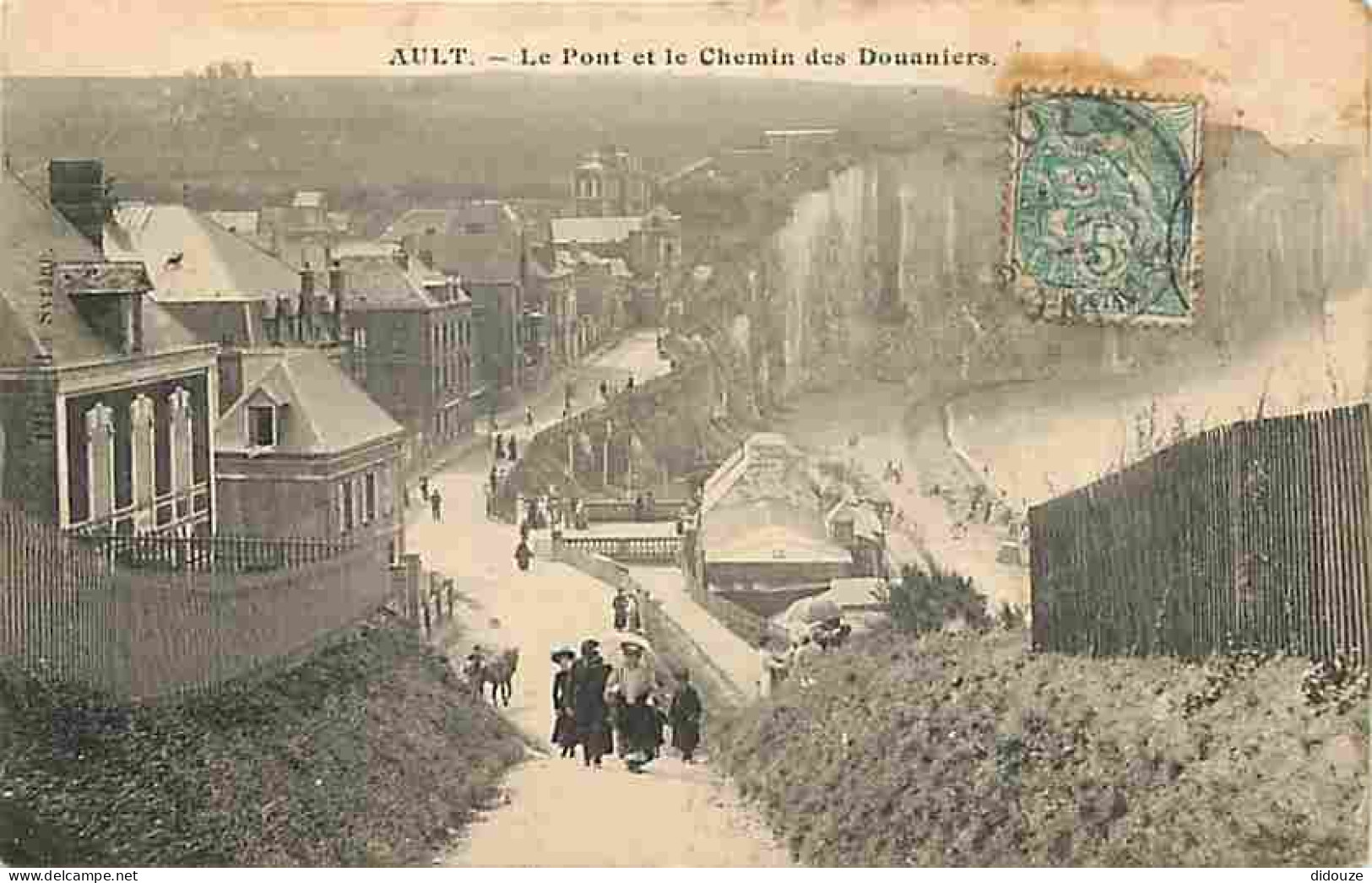 80 - Ault - Le Pont Et Le Chemin Des Douaniers - Animée - Oblitération Ronde De 1905 - Correspondance - CPA - Voir Scans - Ault