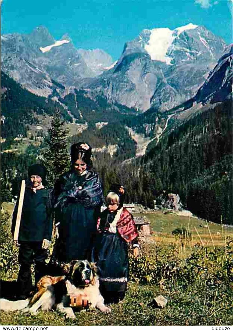 Folklore - Costumes - Costumes De Pralognan La Vanoise - Massif De La Vanoise - Chiens Saint Bernard - Voir Scans Recto  - Trachten