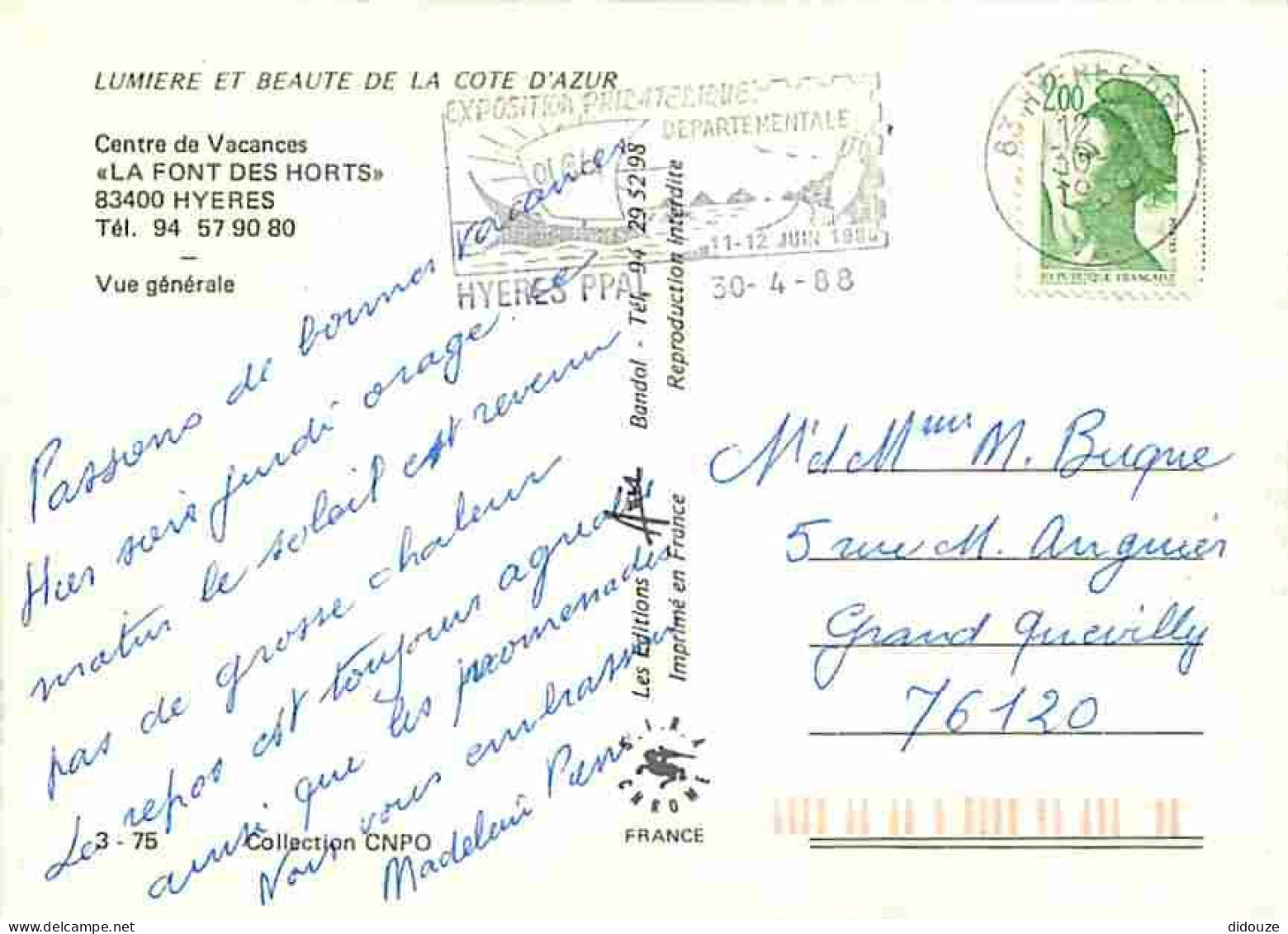 83 - Hyères Les Palmiers - Centre De Vacances La Font Des Horts - Vue Générale Aérienne - CPM - Voir Scans Recto-Verso - Hyeres