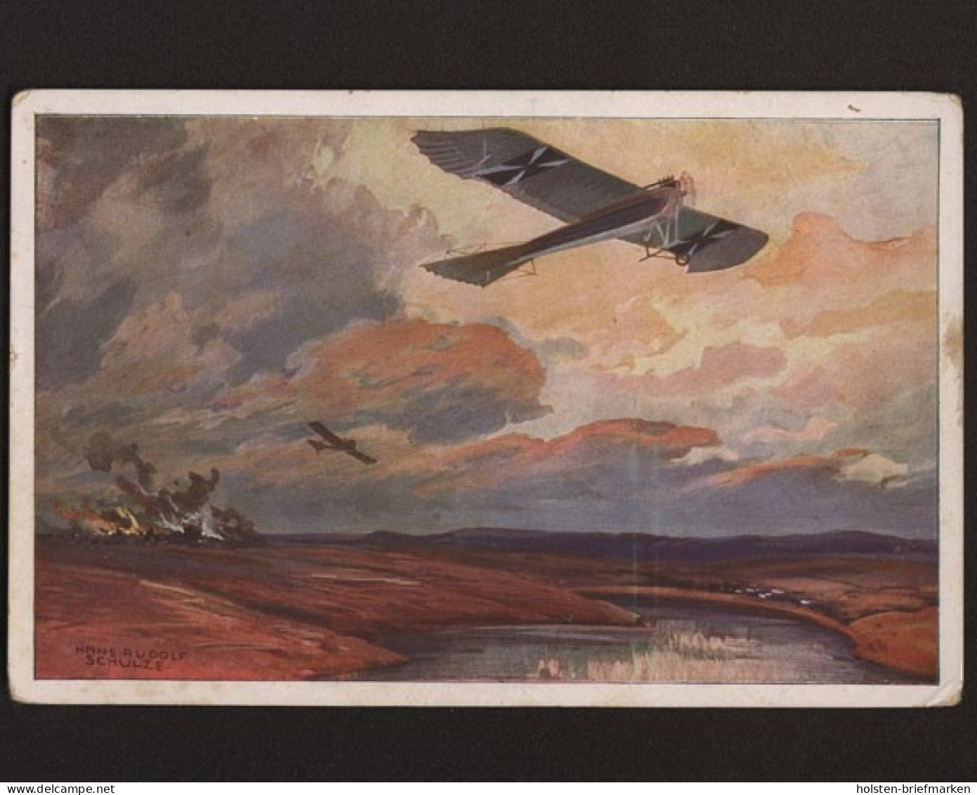 Militärtaube Auf Erkundungsflug, Gemälde Von Prof. R. Schulze - War 1914-18