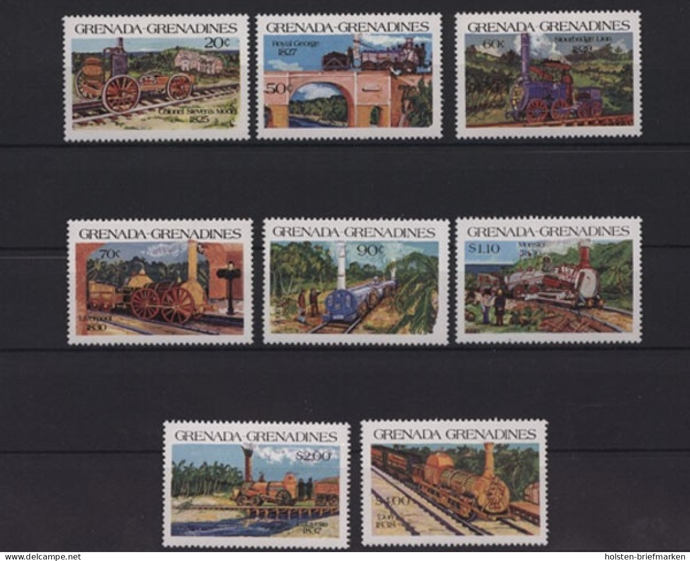 Grenada-Grenadinen, Eisenbahn, MiNr. 629-636, Postfrisch - Grenada (1974-...)