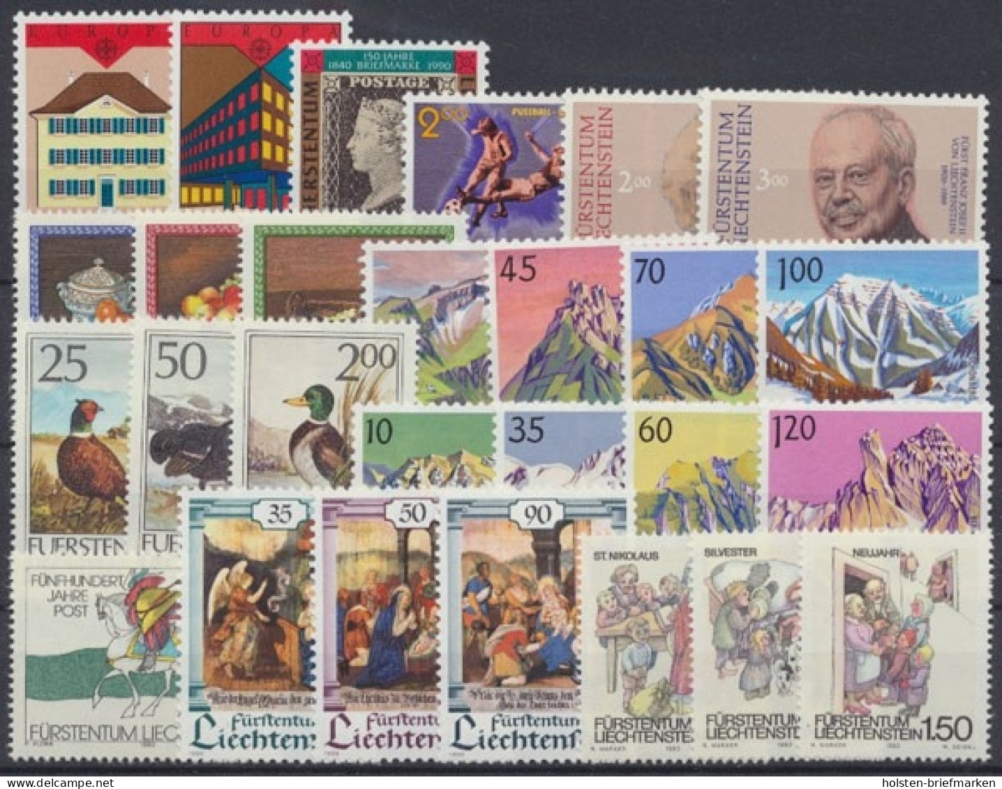 Liechtenstein, MiNr. 984-1010, Jahrgang 1990, Postfrisch - Volledige Jaargang