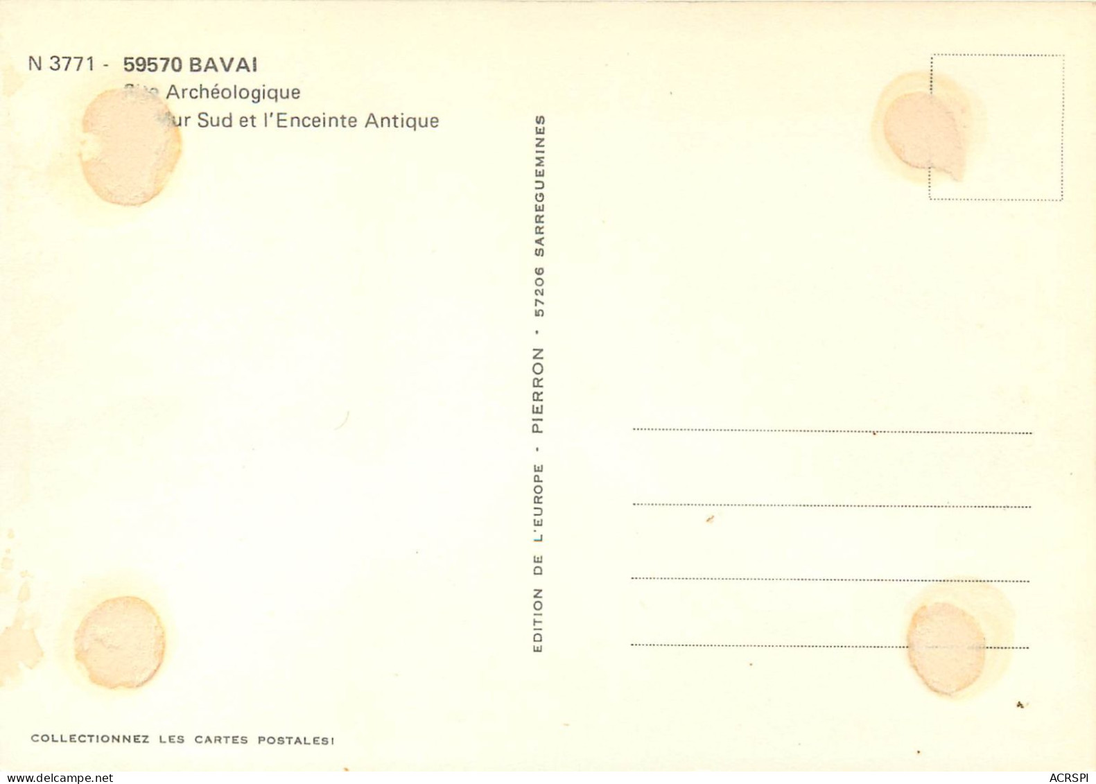 BAVAI MUR SUD DE L ANCEINTE ANTIQUE 3(scan Recto-verso) MC2443 - Bavay