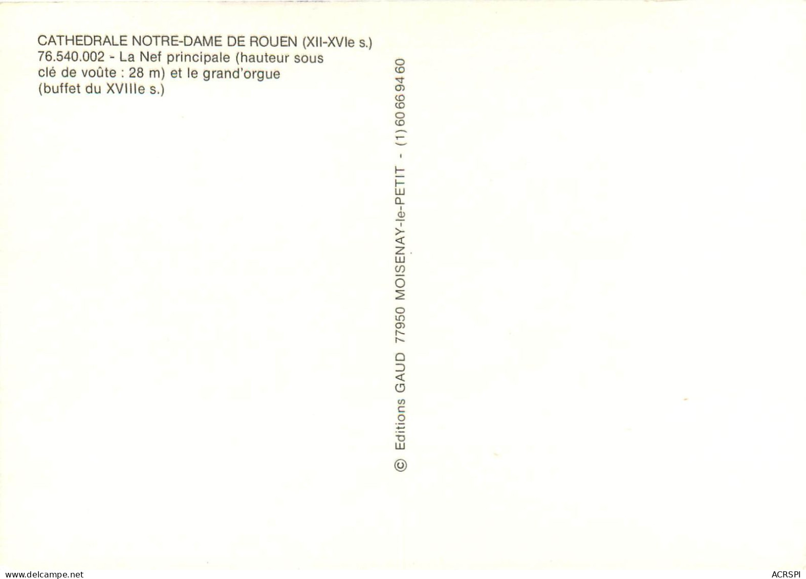 CATHEDRALE NOTRE DAME DE ROUEN La Nef Principale 65(scan Recto-verso) MC2473 - Rouen