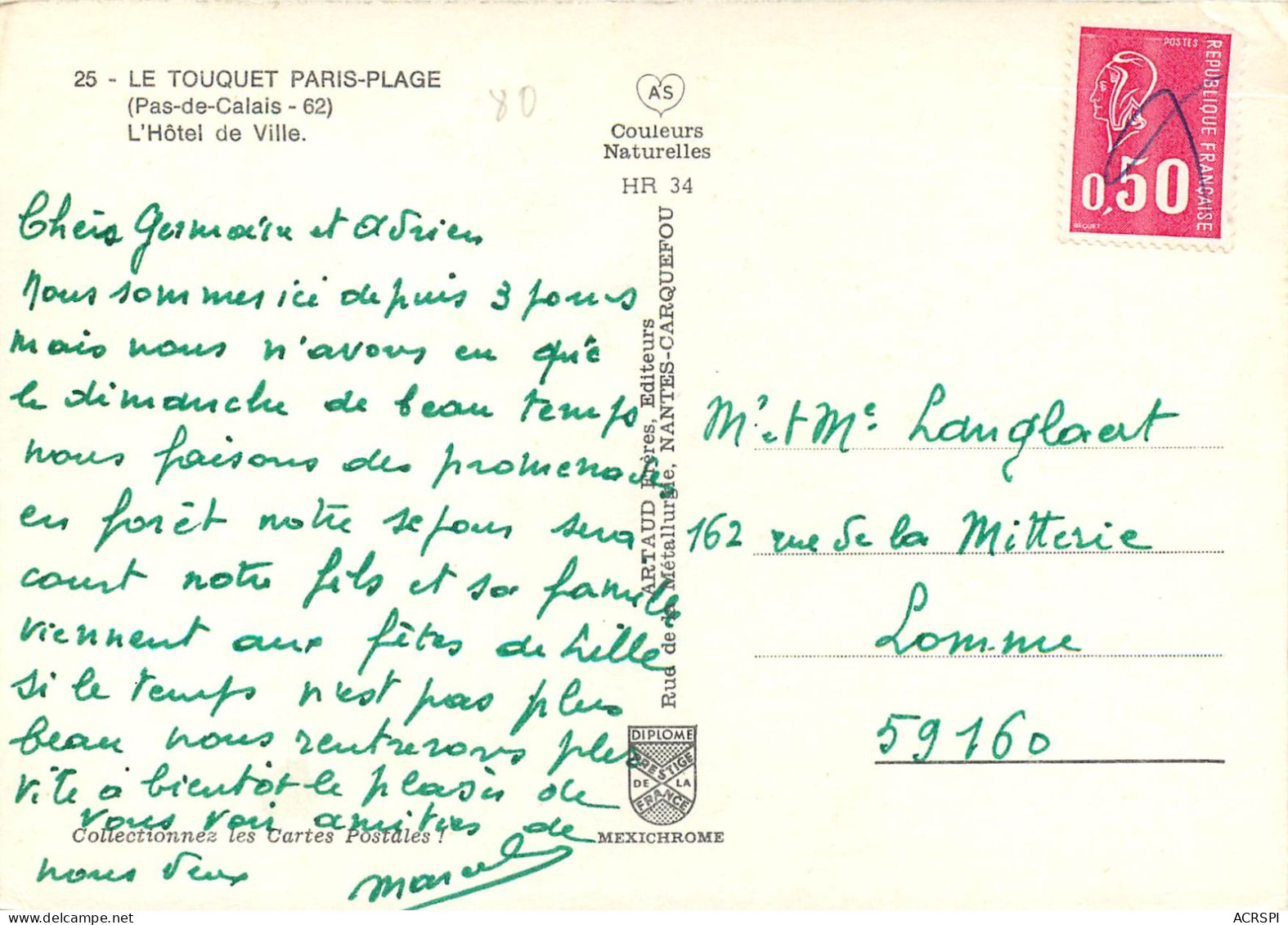 LE TOUQUET PARIS PLAGE L Hotel De Ville 28(scan Recto-verso) MC2461 - Le Touquet