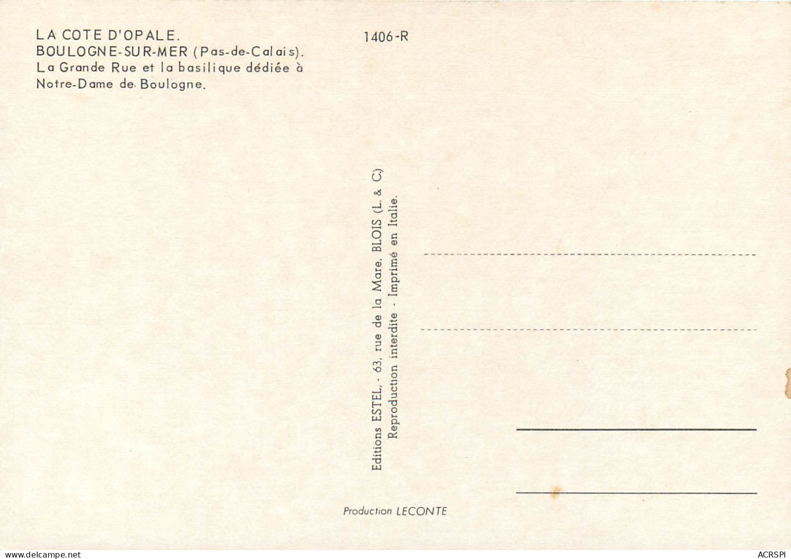 BOULOGNE SUR MER La Grande Rue Et La Basilique Dediee A Notre Dame 27(scan Recto-verso) MC2460 - Boulogne Sur Mer