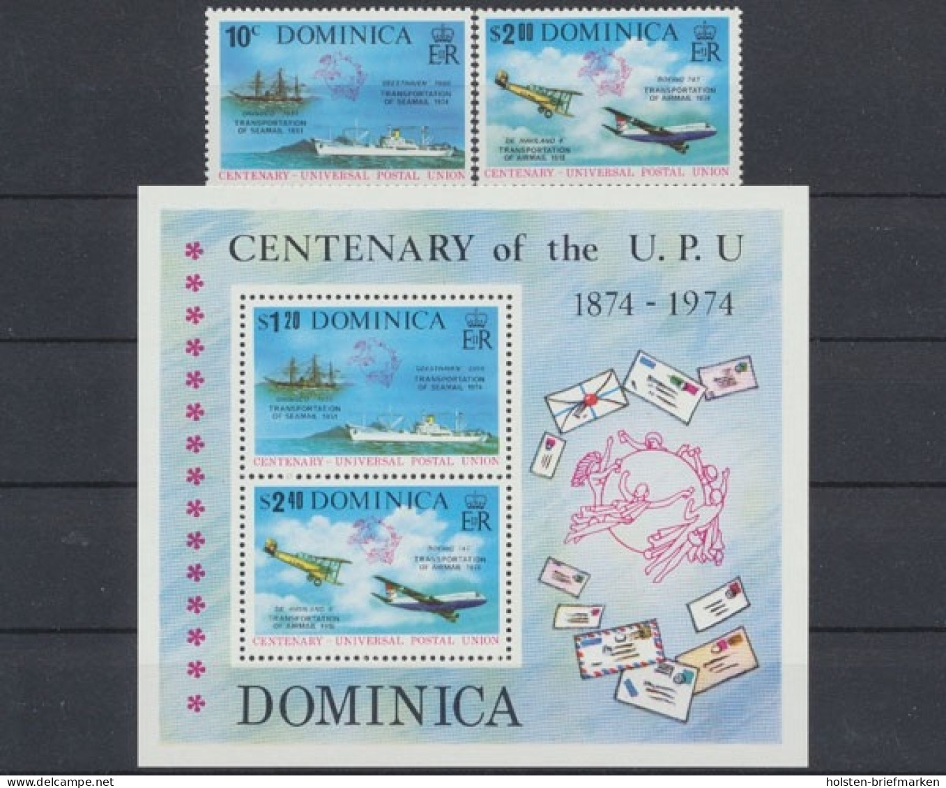 Dominica, Michel Nr. 417-418 + Block 28, Postfrisch - Dominique (1978-...)