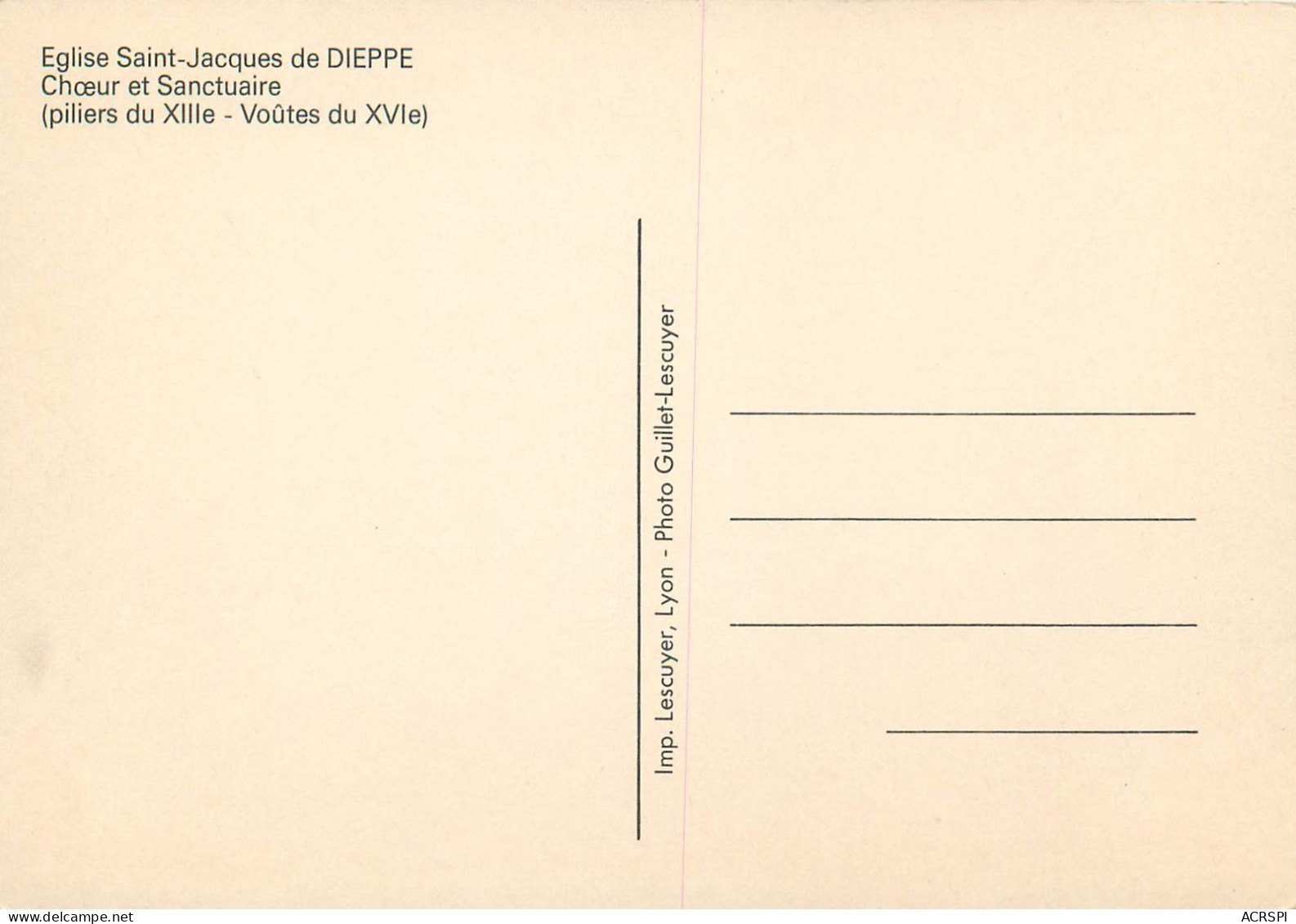 Eglise Saint Jacques De DIEPPE Choeur Et Sanctuaire 6(scan Recto-verso) MC2497 - Dieppe