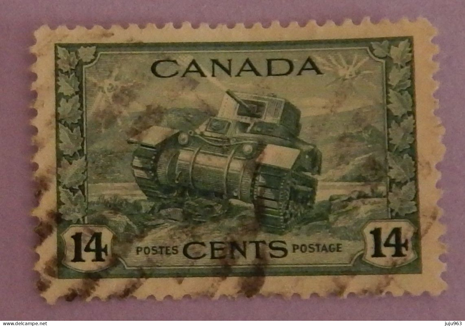 CANADA YT 215 OBLITÉRÉ "CHAR D ASSAUT" ANNÉES 1943/1948 - Usati