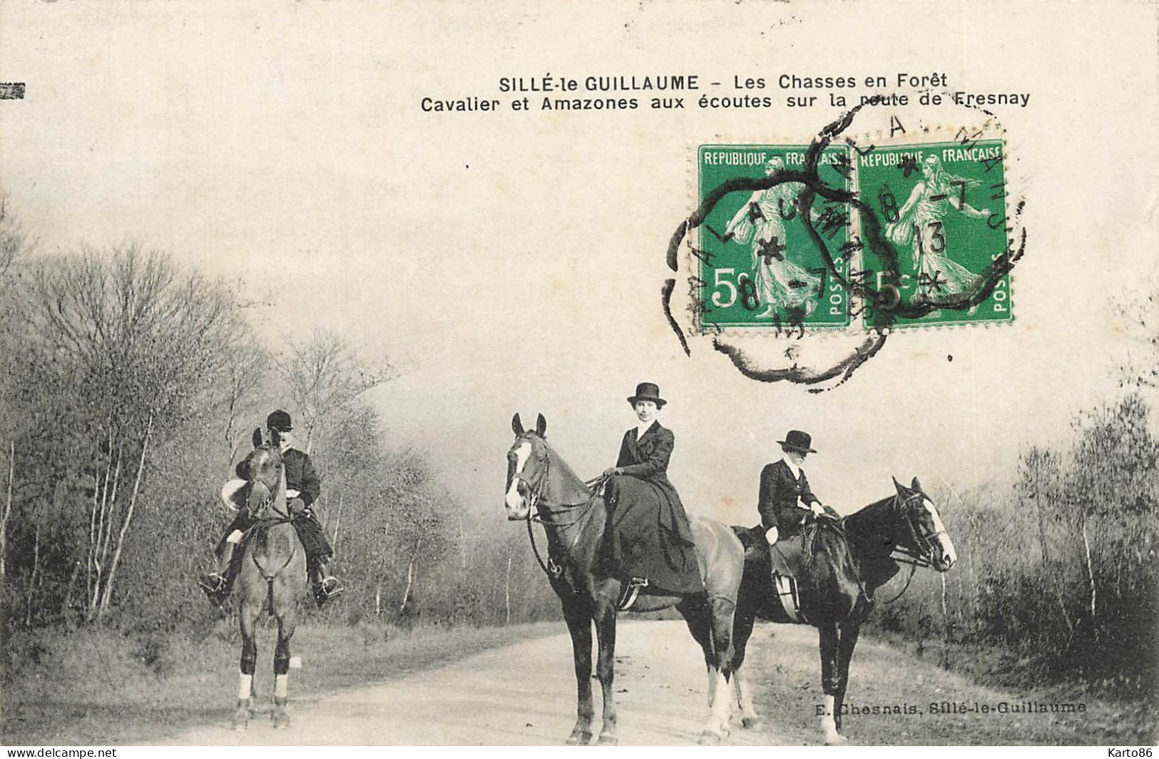 Sillé Le Guillaume * Les Chasses à Courre En Forêt * Cavalier Et Amazones Aux écoutes Sur Route De Fresnay * Vénerie - Sille Le Guillaume