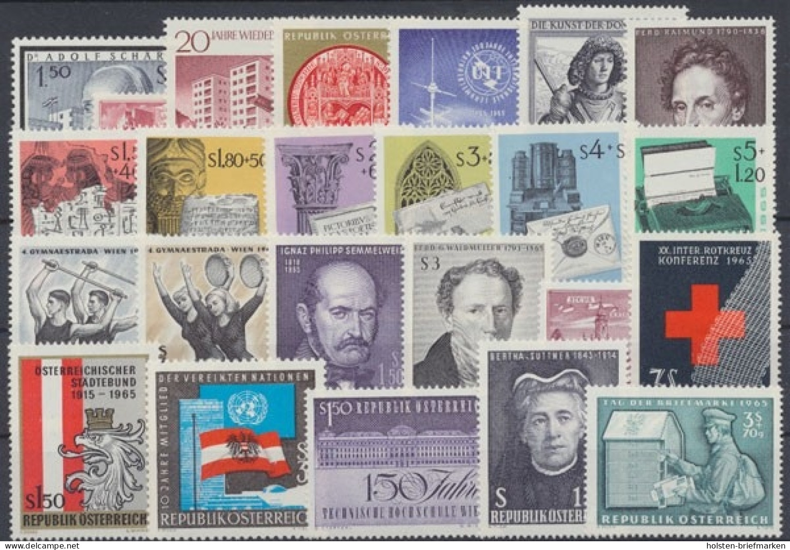 Österreich, MiNr. 1177-1200, Jahrgang 1965, Postfrisch - Años Completos