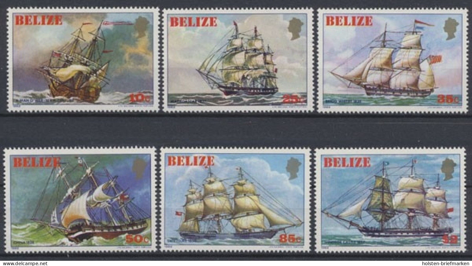 Belize, Schiffe, MiNr. 625-630, Postfrisch - Belize (1973-...)