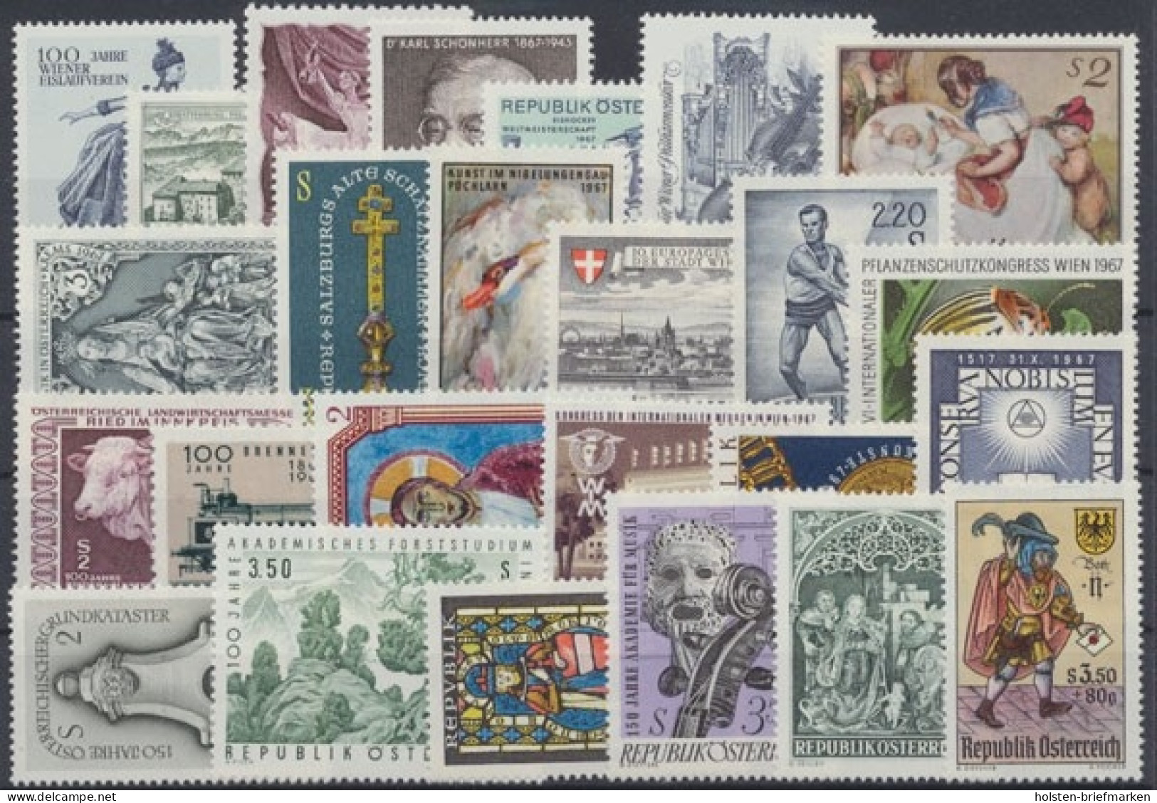 Österreich, MiNr. 1231-1255, Jahrgang 1967, Postfrisch - Años Completos