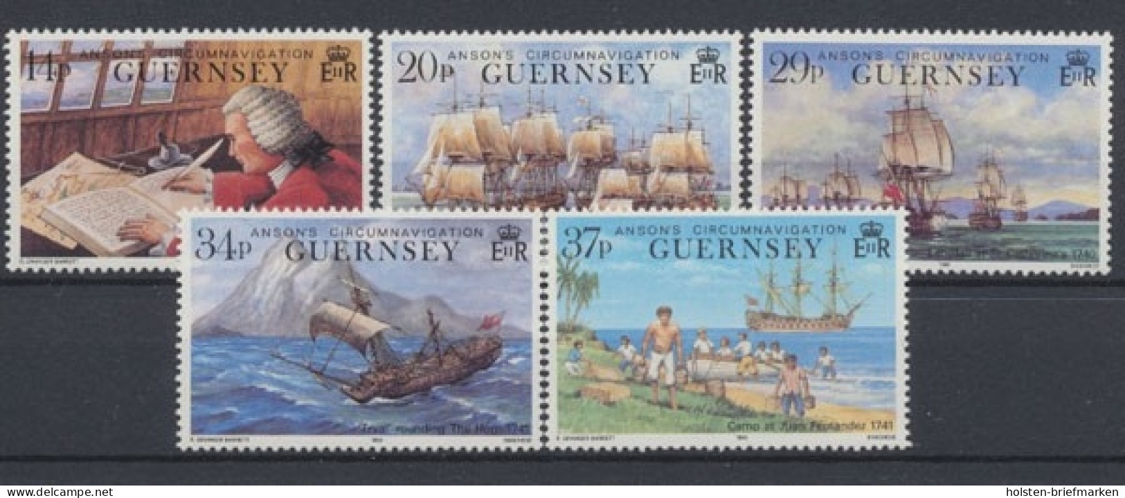 Guernsey, Schiffe, MiNr. 492-496, Postfrisch - Guernesey