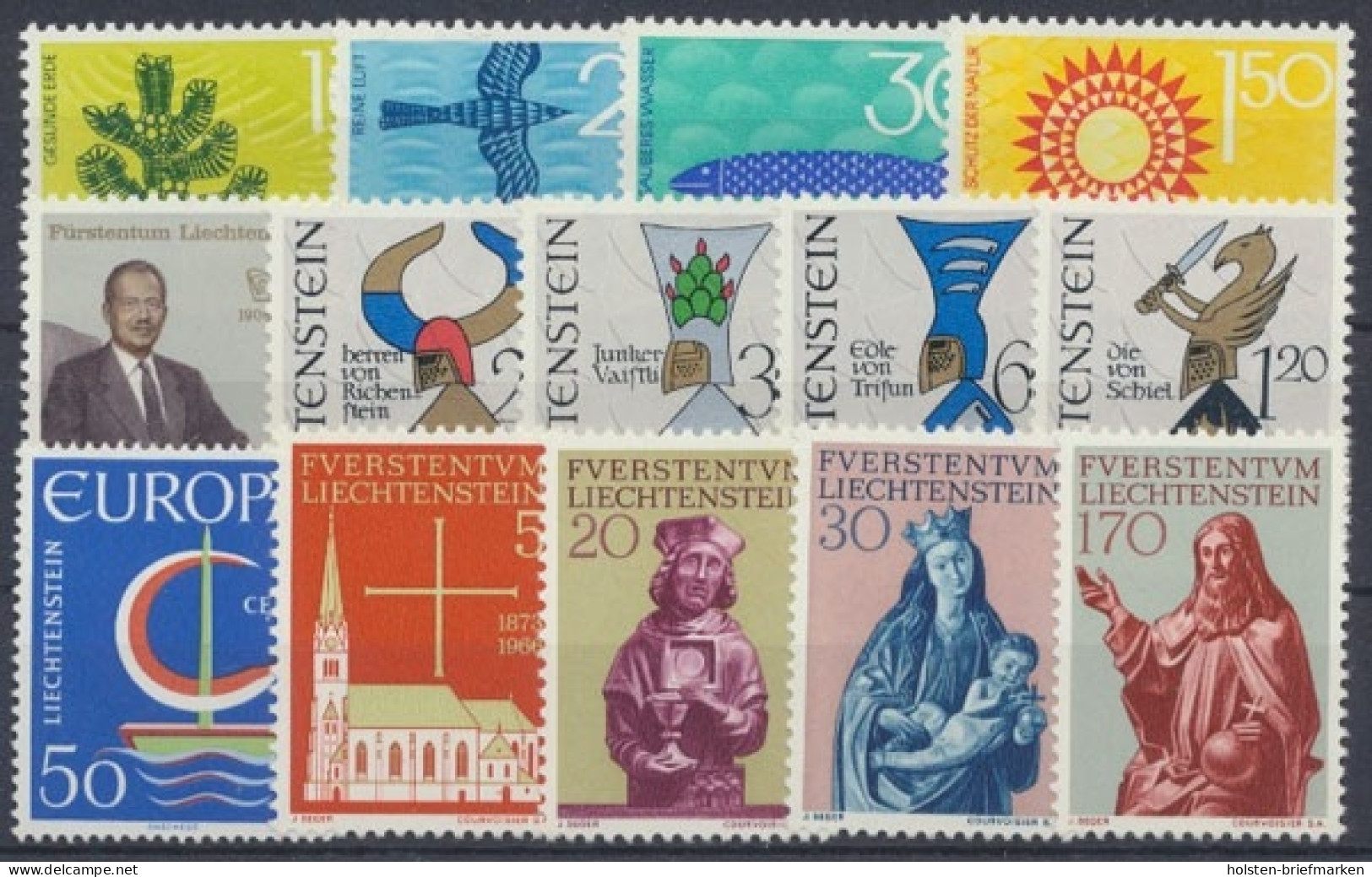 Liechtenstein, MiNr. 460-473, Jahrgang 1966, Postfrisch - Vollständige Jahrgänge