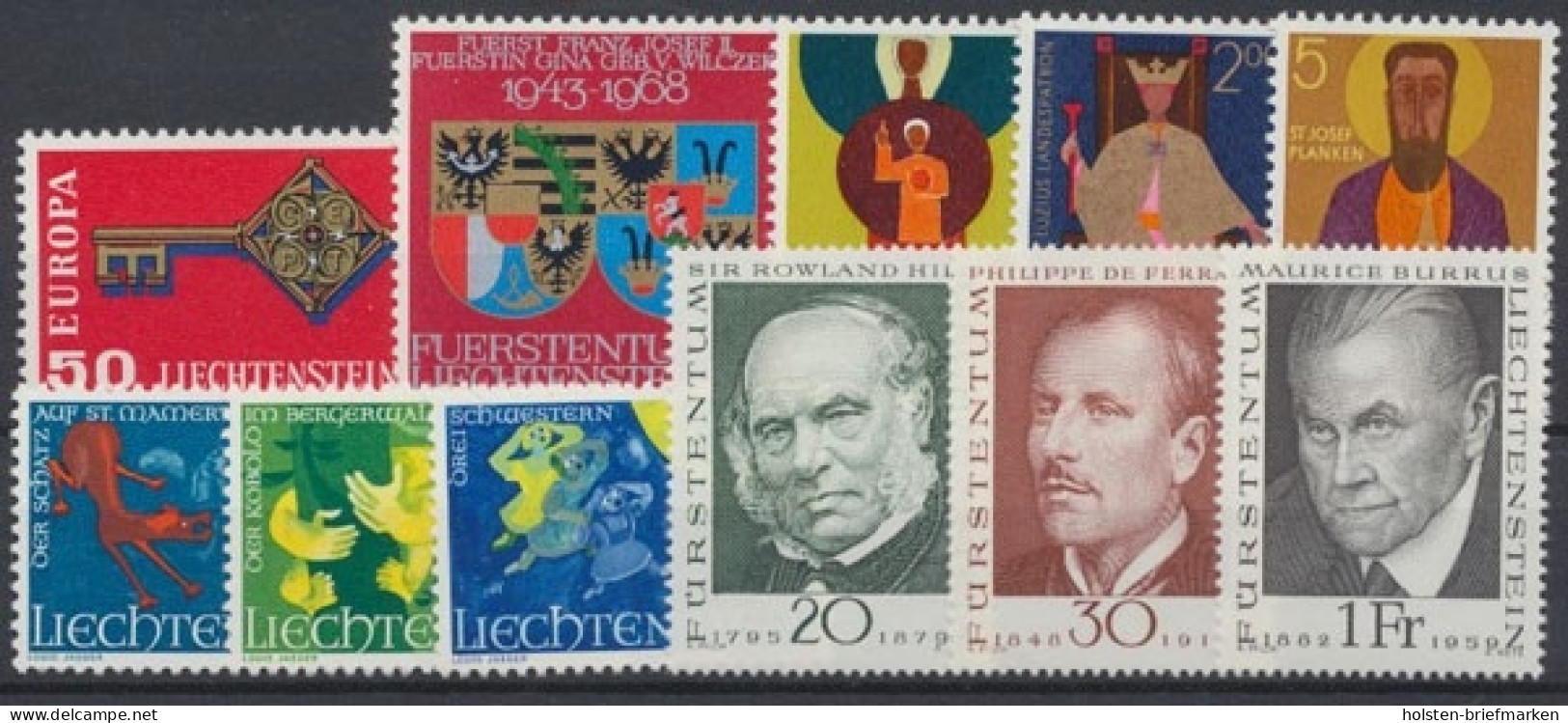 Liechtenstein, MiNr. 495-505, Jahrgang 1968, Postfrisch - Vollständige Jahrgänge