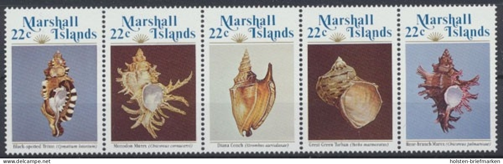 Marshall-Inseln, Fische / Meerestiere, MiNr. 35-39 ZD, Postfrisch - Islas Marshall