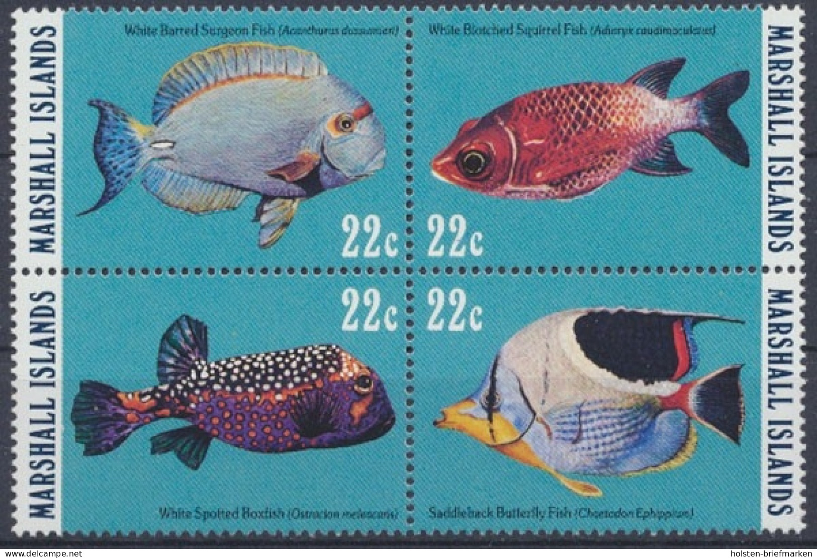 Marshall-Inseln, MiNr. 50-53 Viererblock, Fische, Postfrisch - Marshall