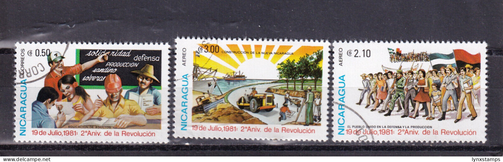 LI03 Nicaragua 1981 The 2nd Anniversary Of Revolution Used Stamps - Nicaragua