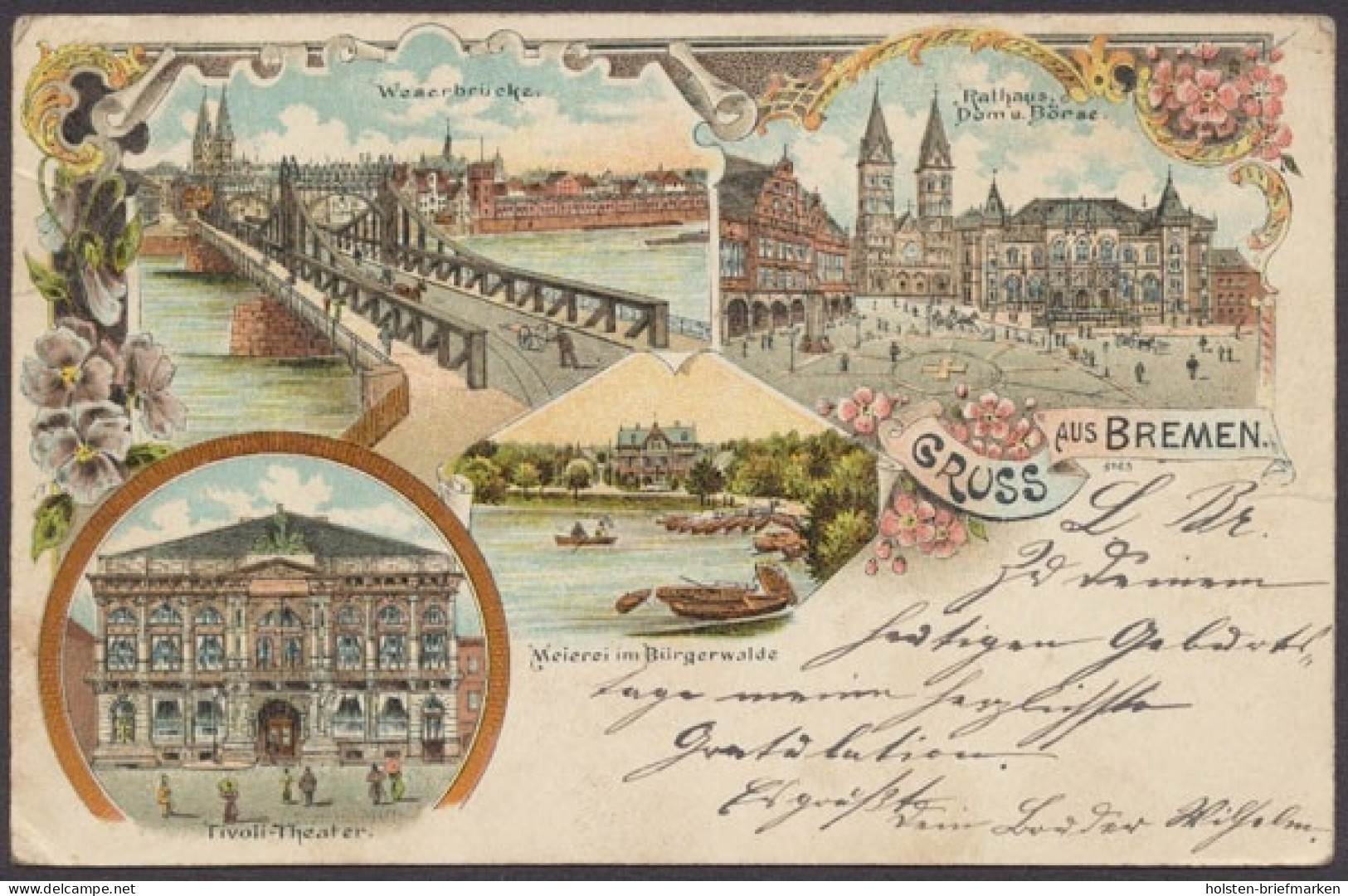 Bremen, Weserbrücke, Rathaus, Dom U. Börse, Tivoli-Theater, Meierei - Bremen