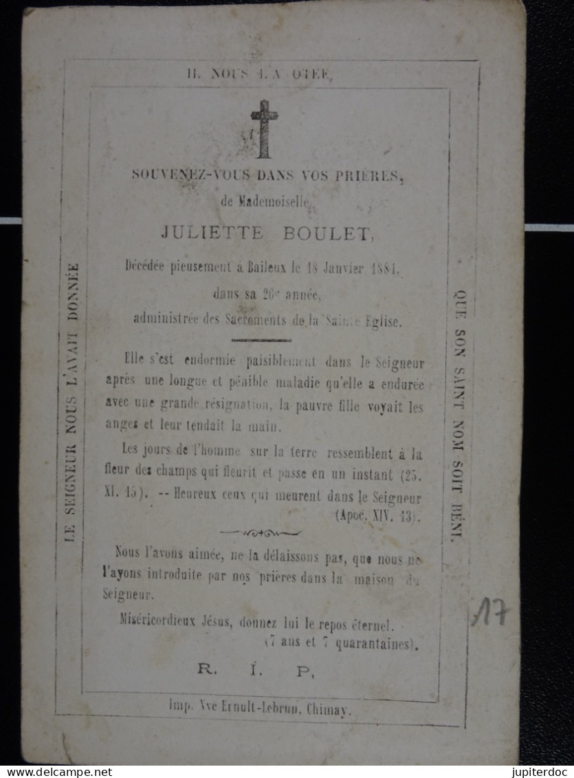 Juliette Boulet Baileux 1881 à 26 Ans  /17/ - Santini