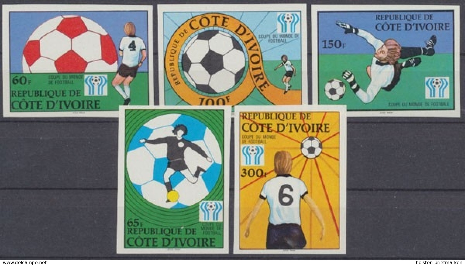 Elfenbeinküste, Fußball, MiNr. 552-556 B, Postfrisch - Ivoorkust (1960-...)