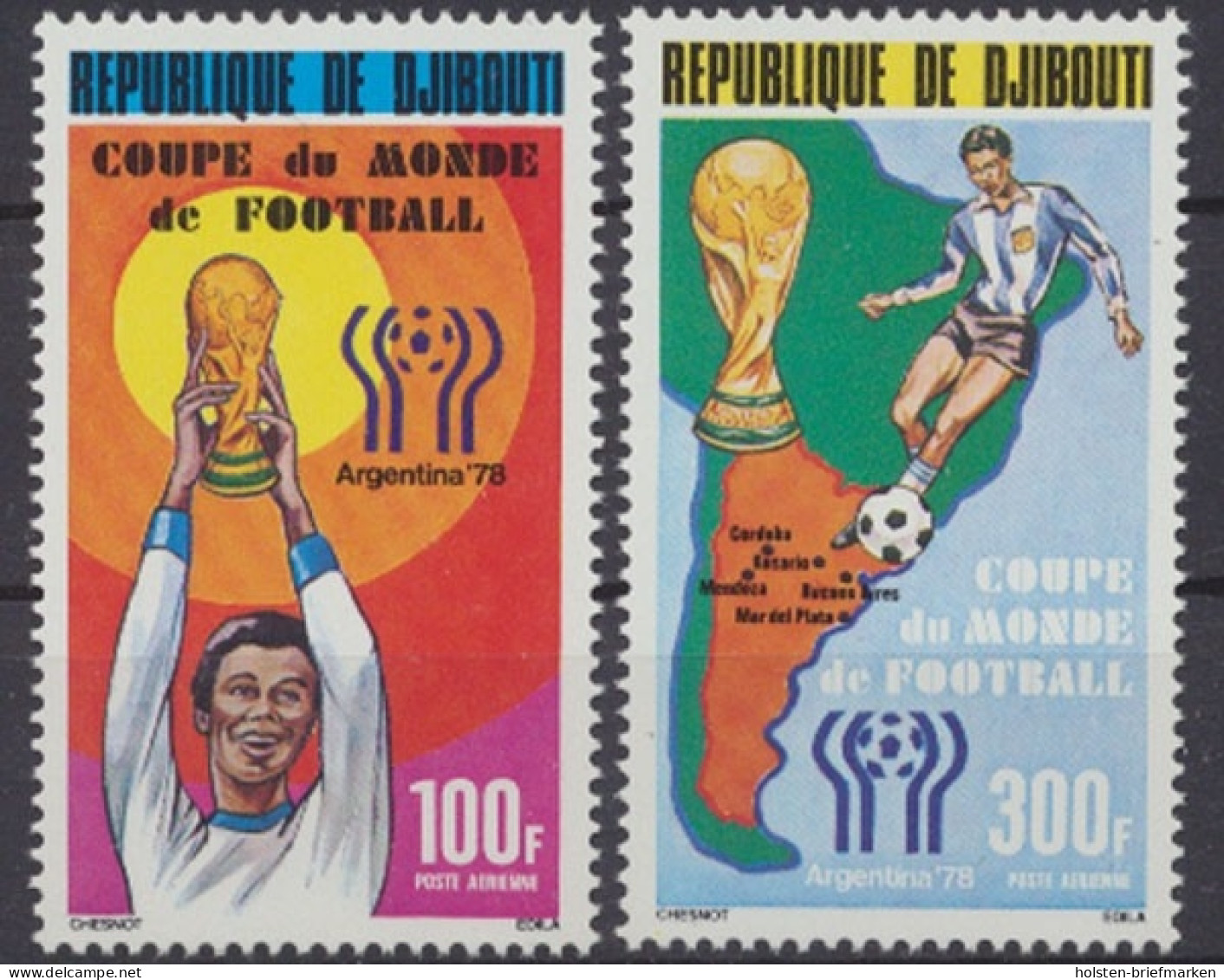 Dschibuti, Fußball, MiNr. 220-221, Postfrisch - Gibuti (1977-...)