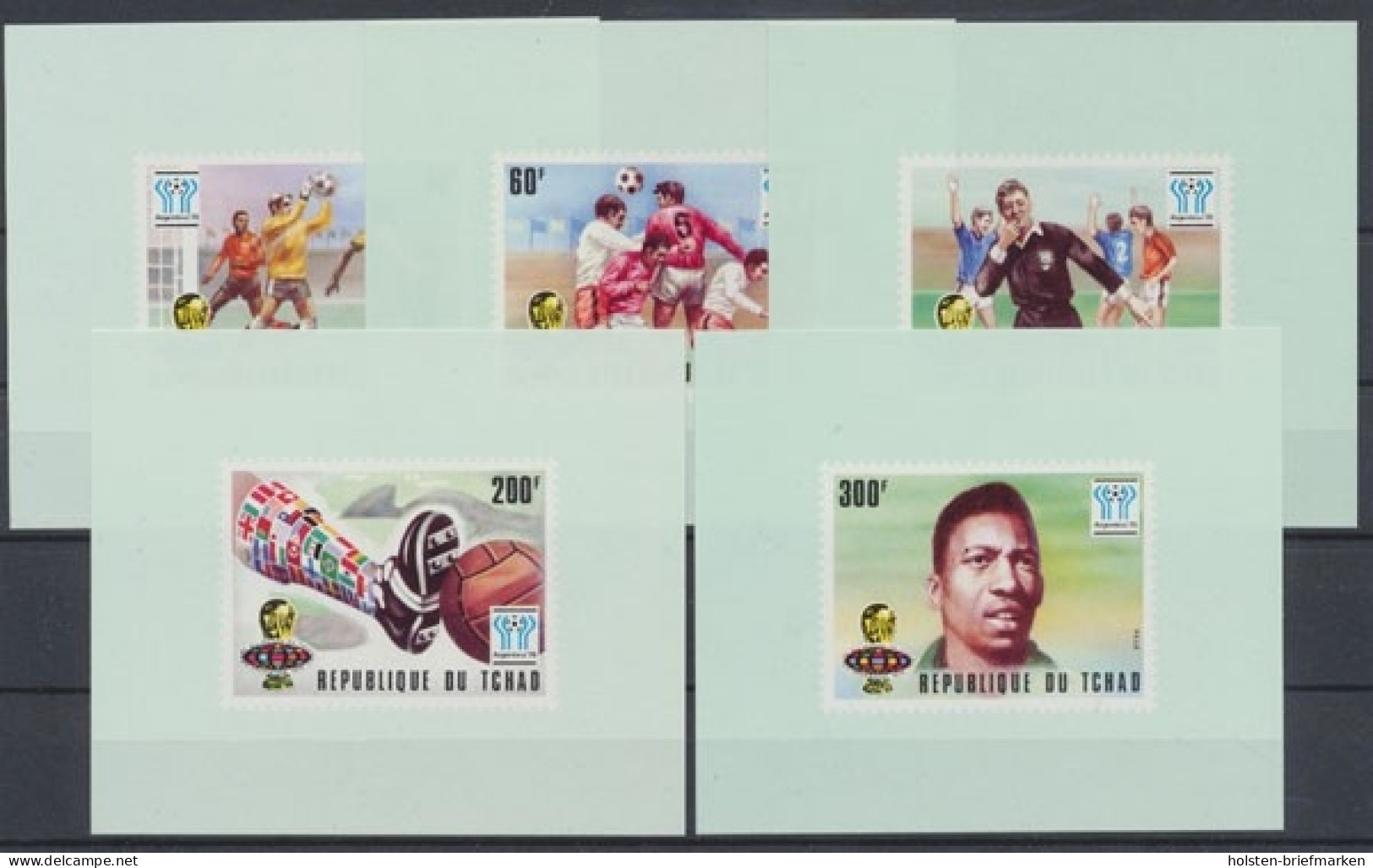 Tschad, Fußball, MiNr. 811-815 B, 5 Blöcke, Postfrisch - Chad (1960-...)