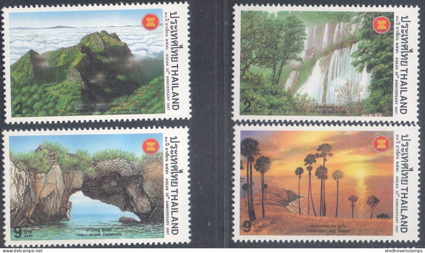 Thailand 1997 Nature 4 Values MNH Thalu Isle, Phuket, Thi Lo Suk Falls, Chiang Mai Mountain - Umweltschutz Und Klima