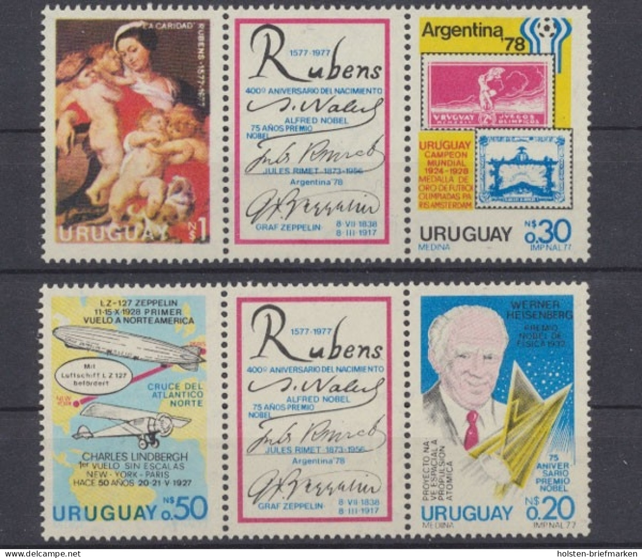 Uruguay, MiNr. 1453-1456, 2 Dreierstreifen, Postfrisch - Uruguay