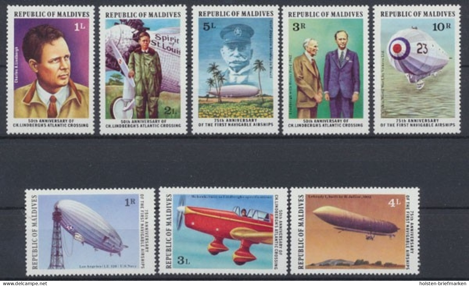 Malediven, Flugzeuge, MiNr. 721-728, Postfrisch - Maldives (1965-...)