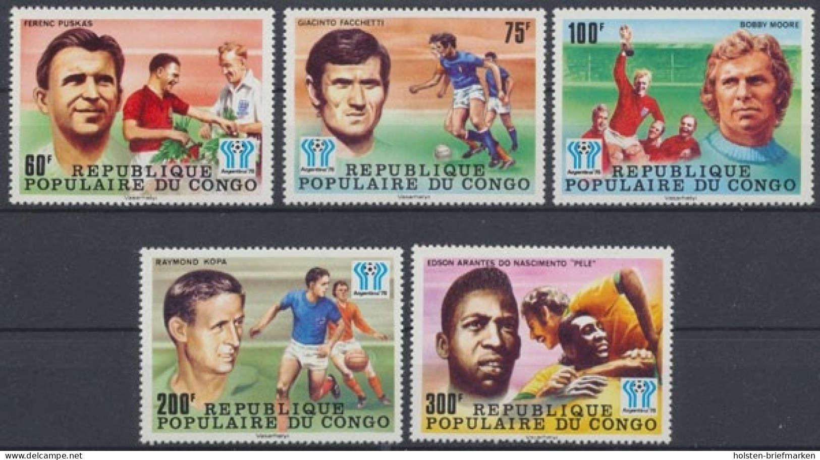 Kongo (Brazzaville), Fußball, MiNr. 614-618, Postfrisch - Autres & Non Classés