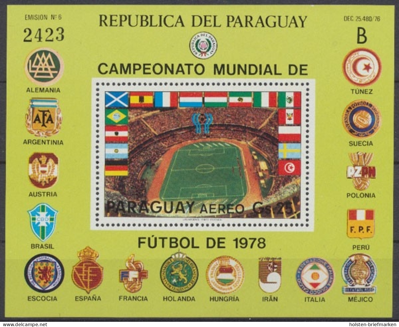 Paraguay, Fußball, MiNr. Block 331, WM 1978, Postfrisch - Paraguay