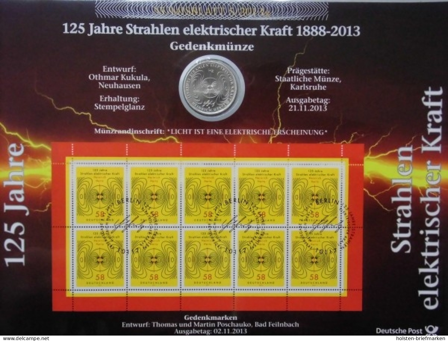 BRD, Numisblatt 5/2013, 150 J. Strahlen Elektrischer Kraft - Autres & Non Classés